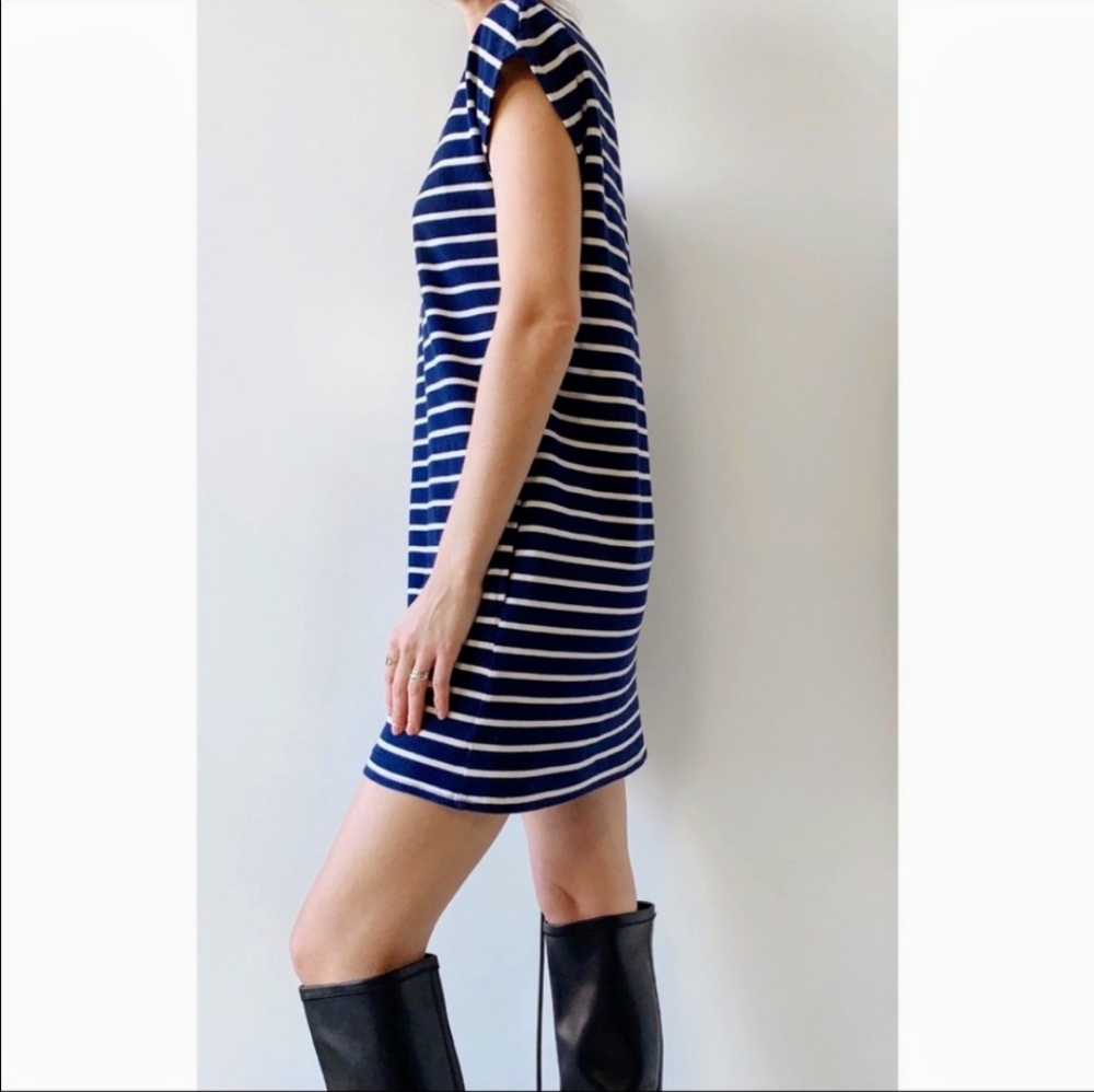Aritzia Navy and White Striped Shift Dress